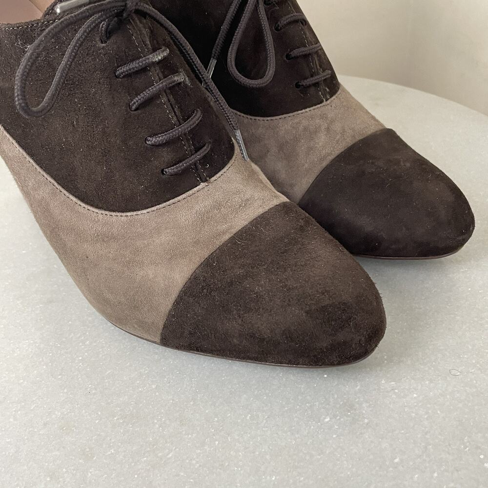 Barney’s New York Brown Suede Lace up Heeled Oxford Shoes Stilettos Sz 40 / Sz 9 - Picture 5 of 16